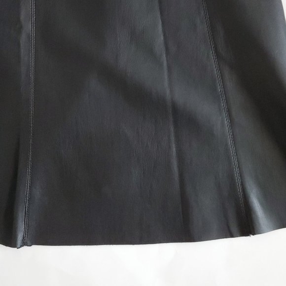 Zara Black Faux Leather A-Line Midi Skirt, Small - Picture 6 of 9